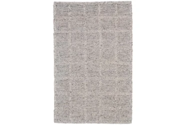 9'5"x13'5" Rug-Grey Textured Wool Grid