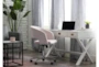 2 Piece Office Set With Adams White Desk + Robyn Grey Velvet Chair - Room