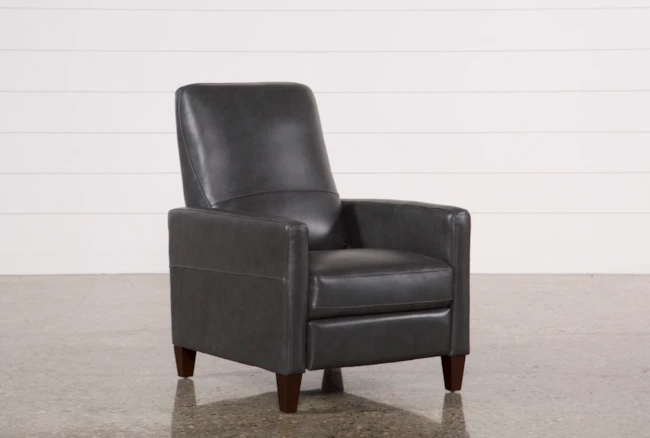 Denny Smoke Leather Push Back Recliner - 360