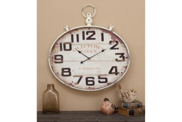 36 Inch Old Town White Washed Wall Clock