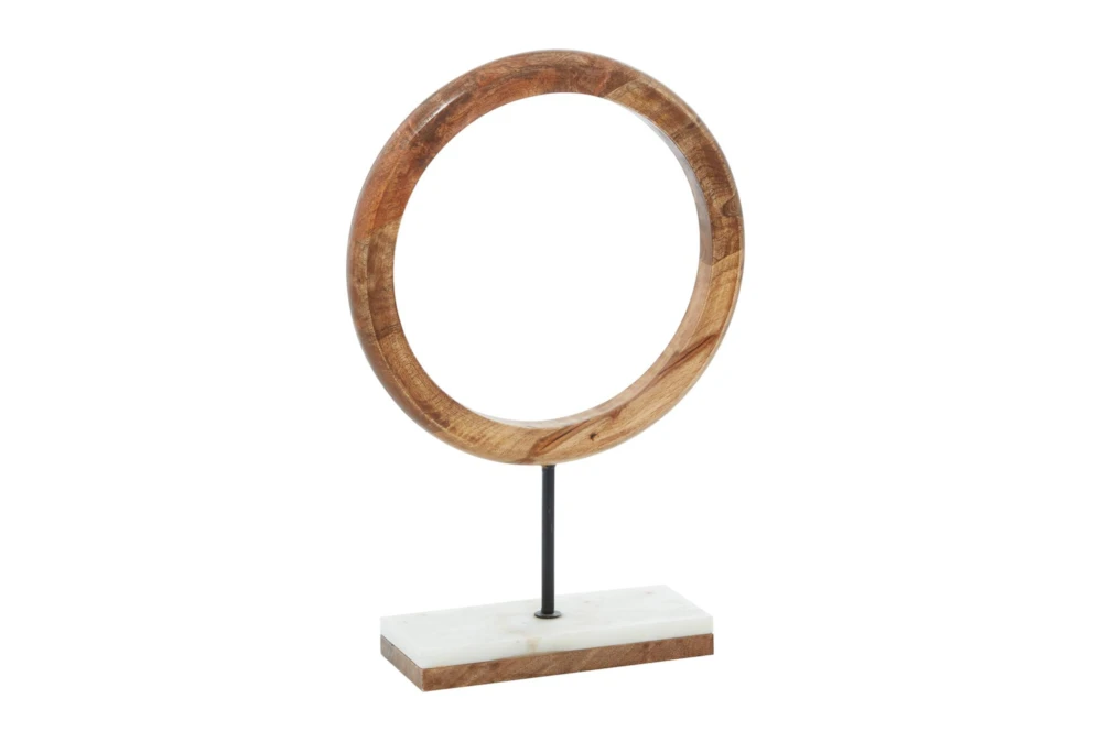 17 Inch Wood Ring On Marble Stand
