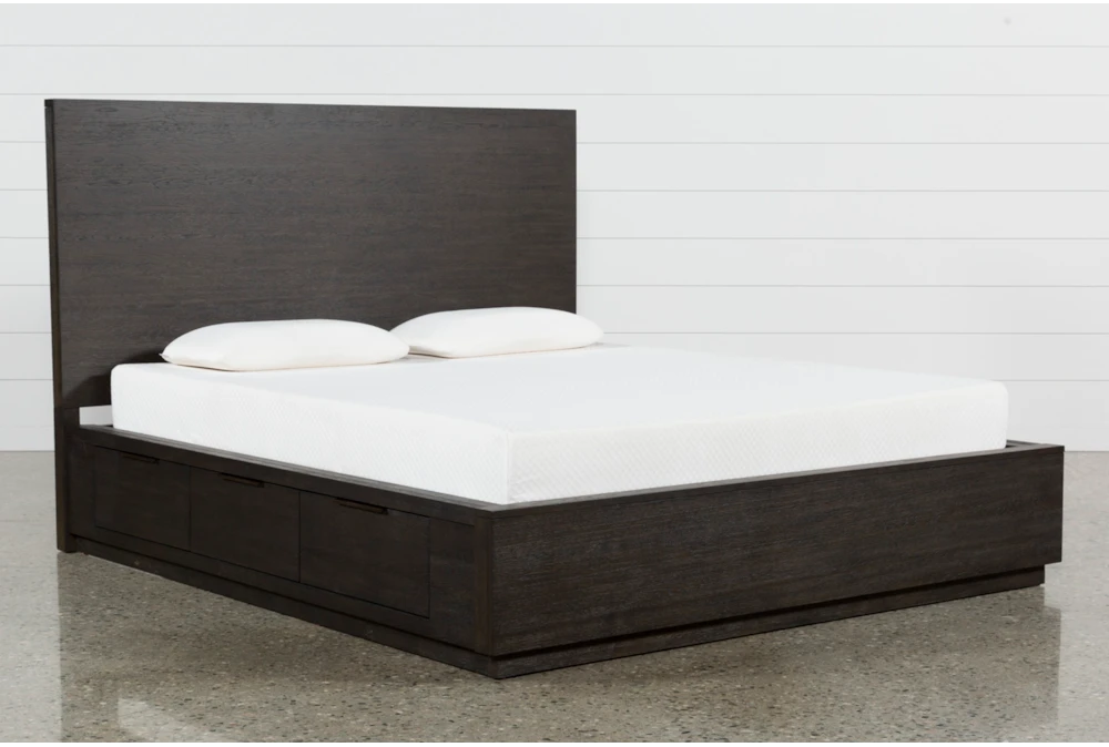 Pierce Espresso King Wood Panel Bed W/Storage
