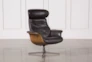 Amala Dark Grey Leather Reclining Swivel Chair With Adjustable Headrest - Signature