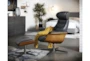 Amala Dark Grey Leather Reclining Swivel Arm Chair with Adjustable Headrest - Room