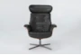 Amala Dark Grey Leather Reclining Swivel Arm Chair with Adjustable Headrest - Front