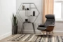 Amala Dark Grey Leather Reclining Swivel Arm Chair with Adjustable Headrest - Room