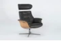 Amala Dark Grey Leather Reclining Swivel Arm Chair with Adjustable Headrest - Side
