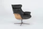 Amala Dark Grey Leather Reclining Swivel Arm Chair with Adjustable Headrest - Side