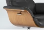 Amala Dark Grey Leather Reclining Swivel Chair With Adjustable Headrest And Ottoman - Detail