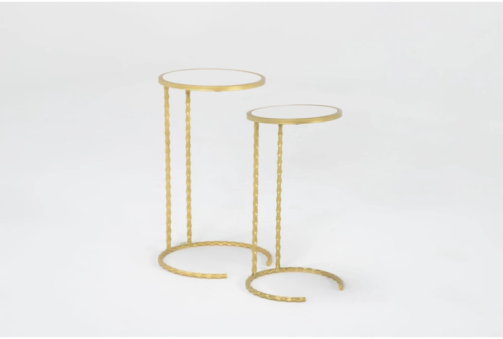 2 Piece Metal And Marble Side Tables