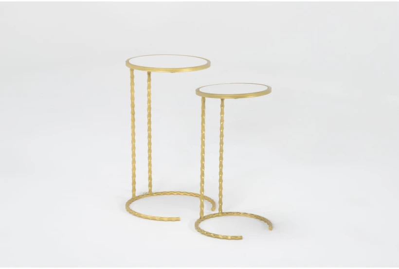 2 Piece Metal And Marble Side Tables - 360