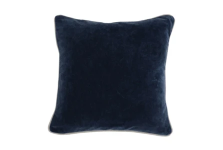 Brielle Home Soft Velvet Square Navy 18 in. x 18 in. Throw Pillow, Blue