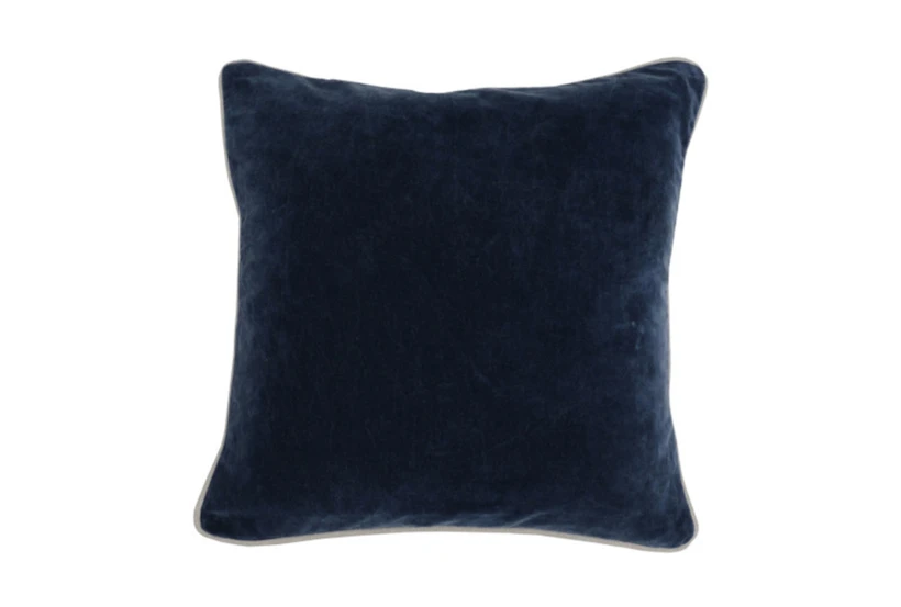 18X18 Navy Blue Stonewashed Velvet Throw Pillow - 360