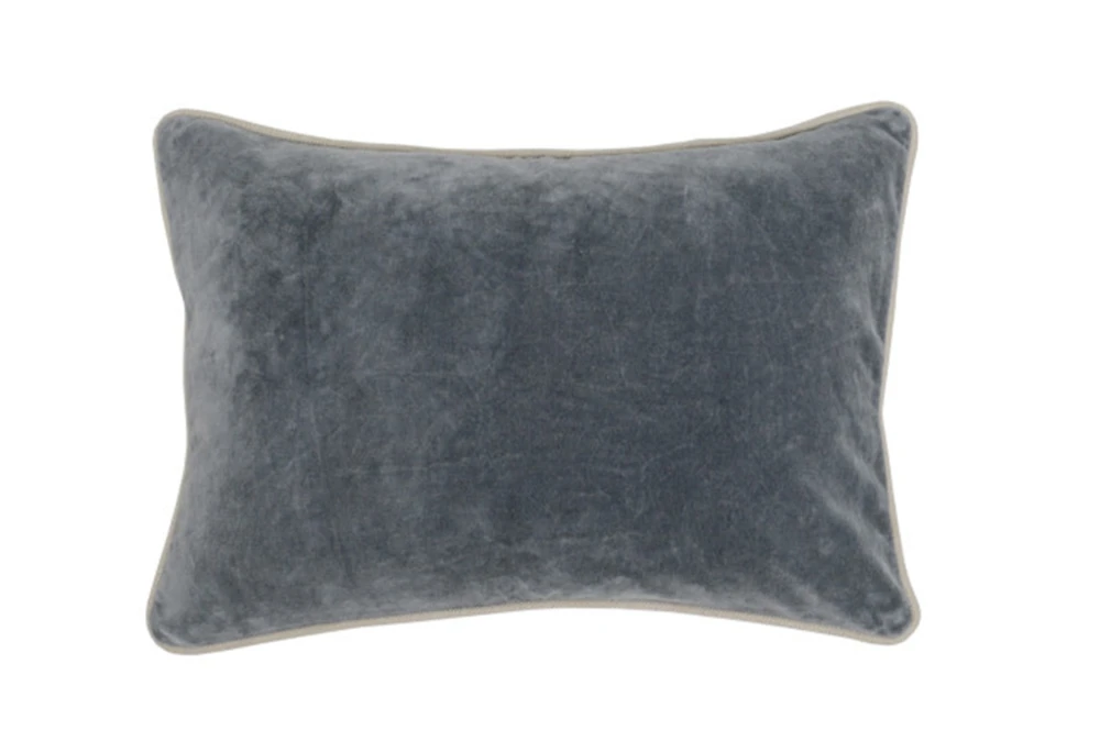 14X20 Steel Grey Stone Washed Velvet Lumbar Throw Pillow