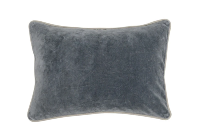 14X20 Steel Grey Stone Washed Velvet Lumbar Throw Pillow - 360