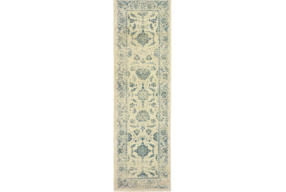 2'3"x7'5" Rug-Acanthus Traditional Grey/Navy