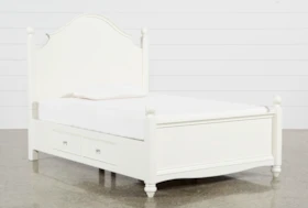 Madison White Full Poster Bed With 1 Side Storage