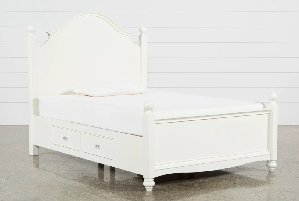 Madison White Full Poster Bed With 2 Side Storage
