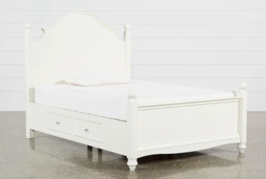 Madison White Full Poster Bed With 2 Side Storage