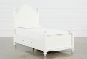 Madison White Twin Poster Bed With 1 Side Storage