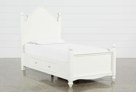 Madison White Twin Poster Bed With 1 Side Storage - Main