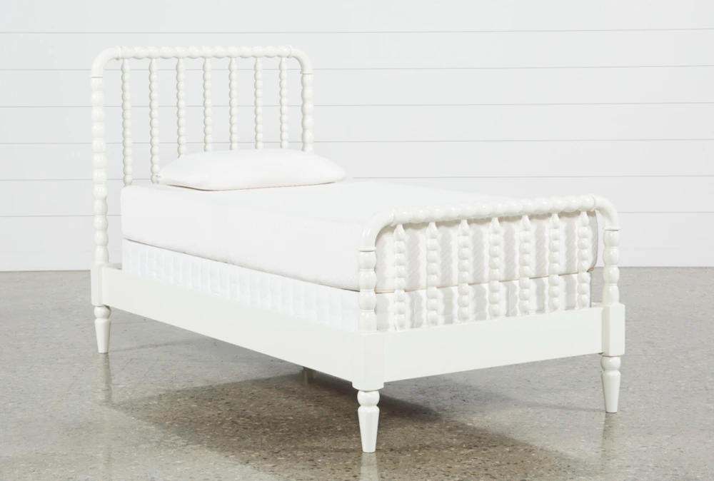 Madison White Twin Spindle Panel Bed