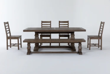 Caden 84" Dining With Bench Set For 6