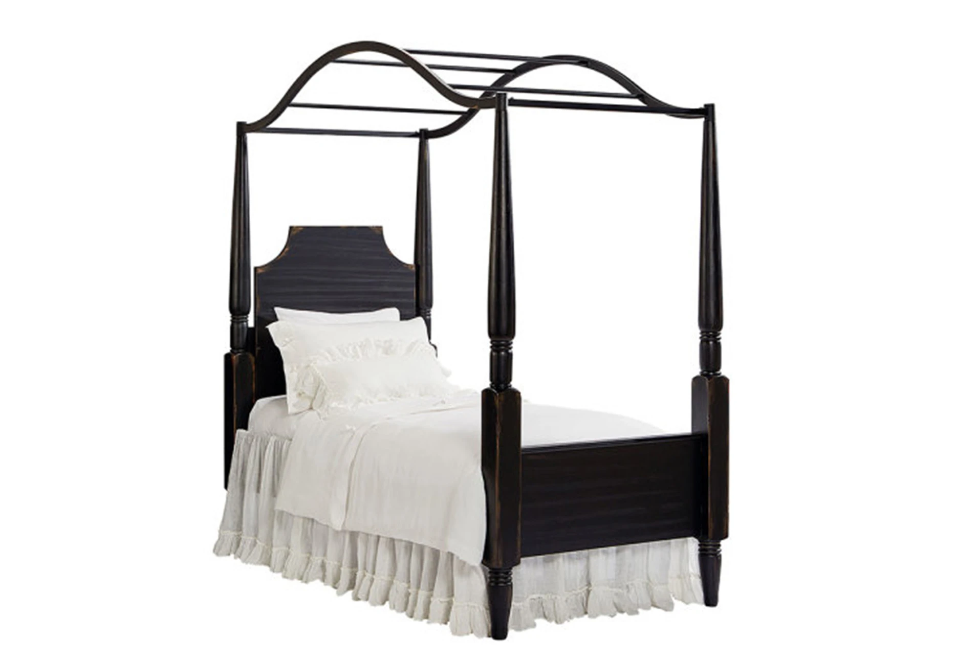 Magnolia Home Carriage Twin Canopy Bed, White Twin Canopy Bed