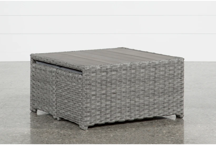 Koro Grey Square Outdoor Coffee Table With 2 Ottomans - 360