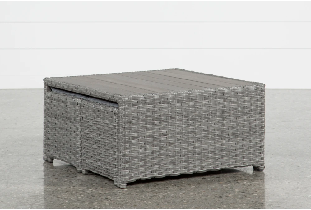 Koro Grey Square Outdoor Coffee Table With 2 Ottomans