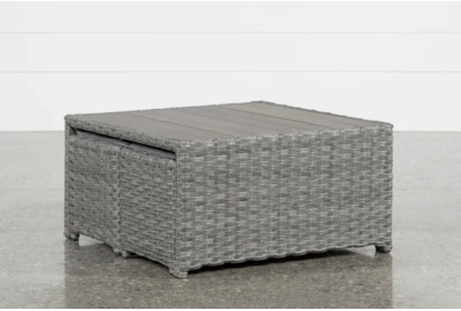 Koro Outdoor Coffee Table With 2 Ottomans - Signature