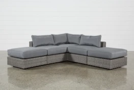 Koro Outdoor 5 Piece 99" Sectional With 2 Ottomans 