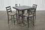 Jameson Grey Square Wood 40" Square Kitchen Counter With Stool Set For 4  - Side
