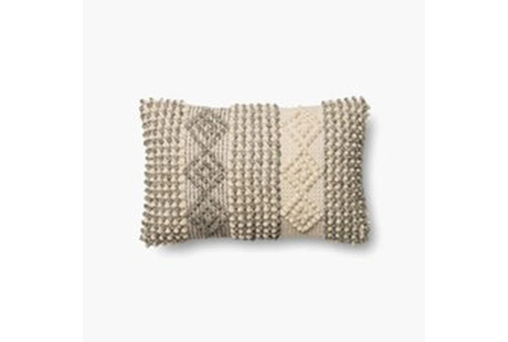 13X21 Magnolia Home Grey/Ivory Diamond Stripes Lumbar Throw Pillow By Joanna Gaines