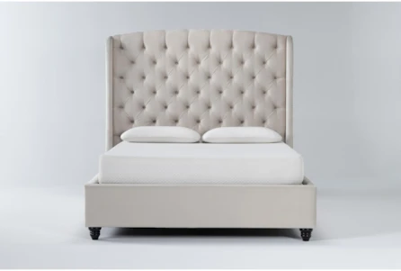 Mariah Queen Velvet Upholstered Panel Bed - Main