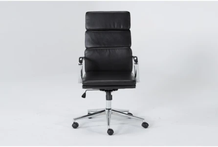 Moby Black Faux Leather High Back Rolling Office Desk Chair - Main