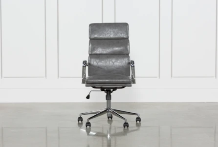 Moby Grey Faux Leather High Back Rolling Office Desk Chair - Main