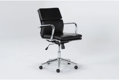 Moby Black Faux Leather Low Back Rolling Office Chair