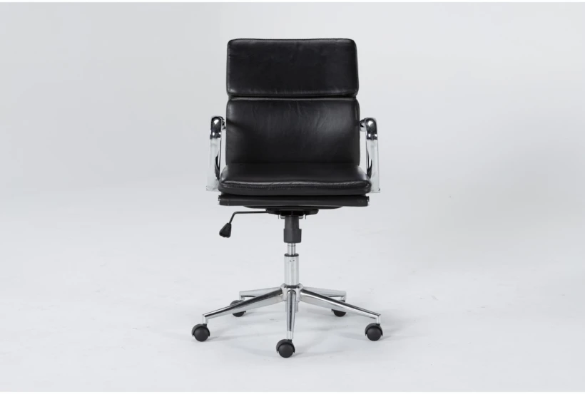 Moby Black Faux Leather Low Back Rolling Office Chair - 360