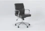Moby Grey Faux Leather Low Back Rolling Office Desk Chair - Side