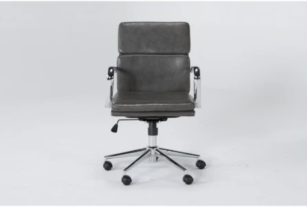 Moby Grey Faux Leather Low Back Rolling Office Desk Chair - Main