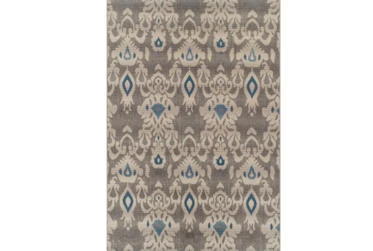 8'2"x10' Outdoor Rug-Grey And Blue Ikat