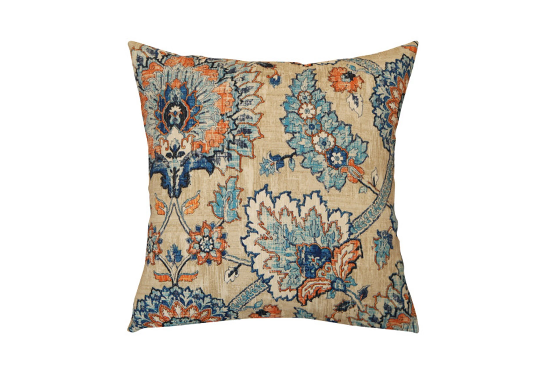 Outdoor Accent Pillow Floral Damask Blue Orange 18x18 Living Spaces