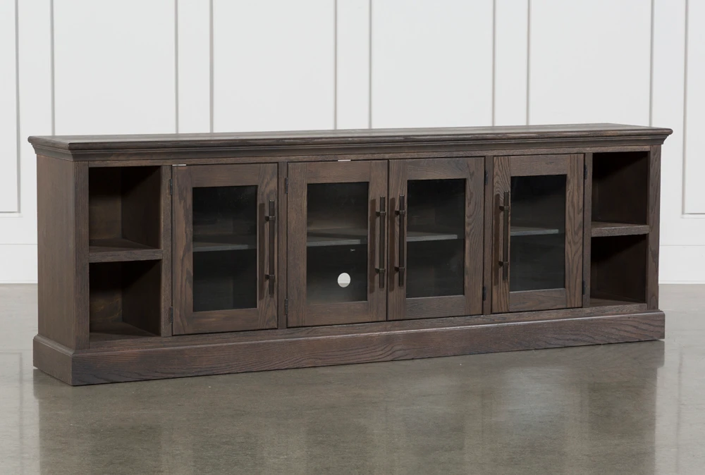 Wakefield Brown 97" Traditional TV Stand With Glass Doors