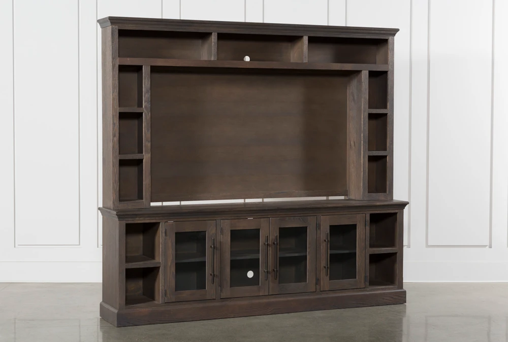 Wakefield 97" 2 Piece Wall Entertainment Center With Glass Doors