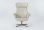 Amala Bone Leather Reclining Swivel Arm Chair with Adjustable Headrest - Front
