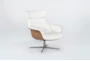 Amala White Leather Reclining Swivel Arm Chair with Adjustable Headrest - Side