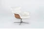 Amala White Leather Reclining Swivel Arm Chair with Adjustable Headrest - Side