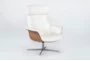 Amala White Leather Reclining Swivel Chair With Adjustable Headrest And Ottoman - Signature