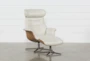 Amala Bone Leather Reclining Swivel Chair With Adjustable Headrest And Ottoman - Detail